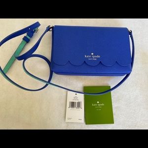 NEW KATE SPADE Carah Lily Avenue Scalloped Island Deep/Fresh Air Crossbody Bag